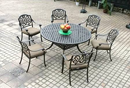 Amazon.com: 7 Piece Patio Dining Set 1 Round 60" Table and 6 .