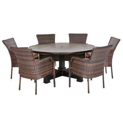 6-7 Person - Round - Wicker - Patio Dining Furniture - Patio .