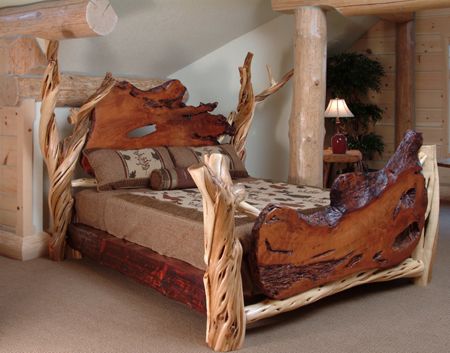 Rustic Bedroom Furniture, Log Bed, Mission Beds, Burl Wood .