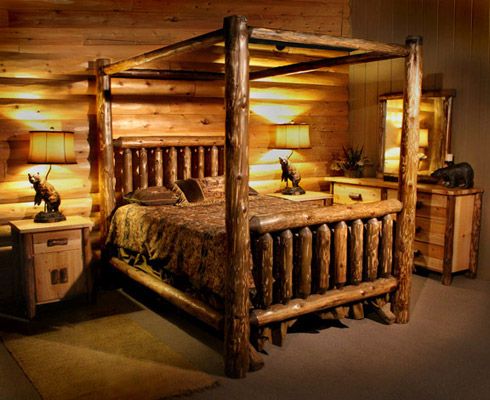 pics of log beds | Log Canopy Bed from Rocky Top Cedar Log .