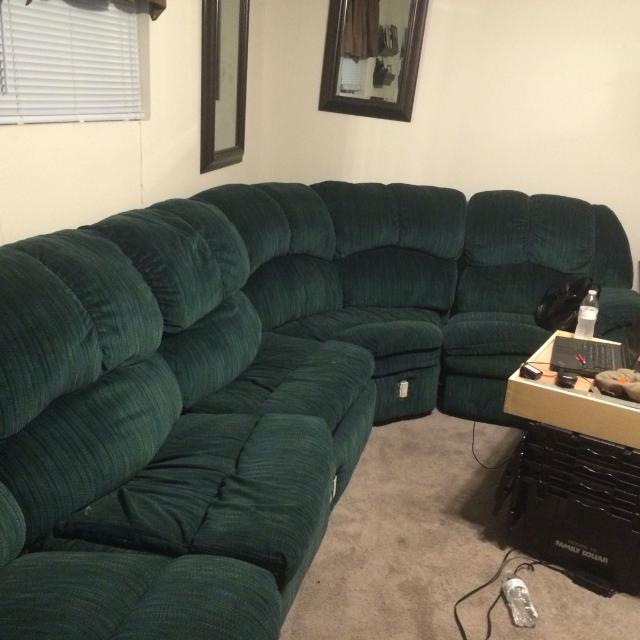 Find more Green Sectional Sofa -pull Out Bed & 2 End Recliners W .
