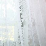 Damask White Print Sheer Curtains- 96 in