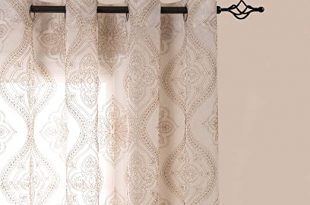 Amazon.com: jinchan Embroidered Sheer Curtains Grommet Top 2 .