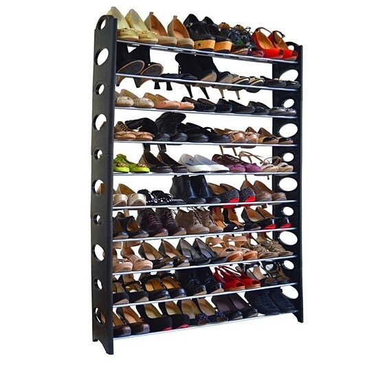 Buy 10-Tie Shoe Rack for 50 Pair Wall Bench Shelf Closet Organizer .