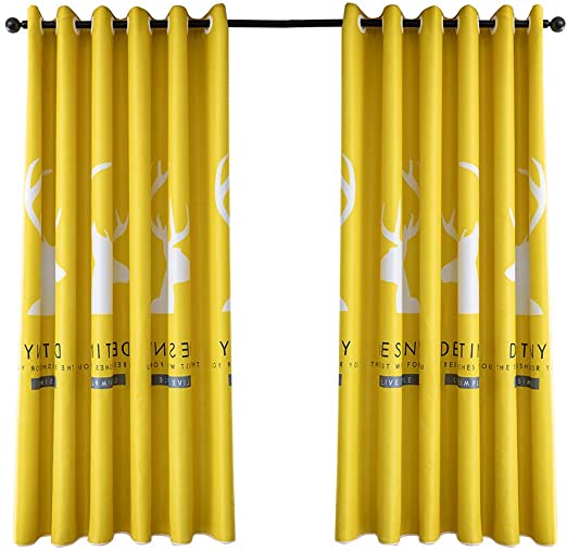 Amazon.com: boenkj Yellow Short Blackout Curtains,Stylish Design .