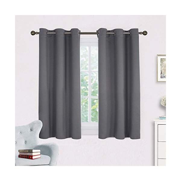 NICETOWN Grey Blackout Curtain Panels for Bedroom, Thermal .
