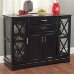 Black Wood Buffet Dining-room Sideboard with Glass Doors .