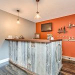 Wood Floor Covering in Home Bar #BasementBarcadeDecor | Basement .