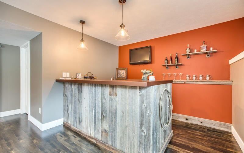 Wood Floor Covering in Home Bar #BasementBarcadeDecor | Basement .