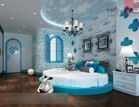 Simple Children Bedroom Interior 3d Model - .Max, .Vray .