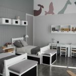 Simple And Cheerful Kids Room Design Idea With Animal Wall Paper .