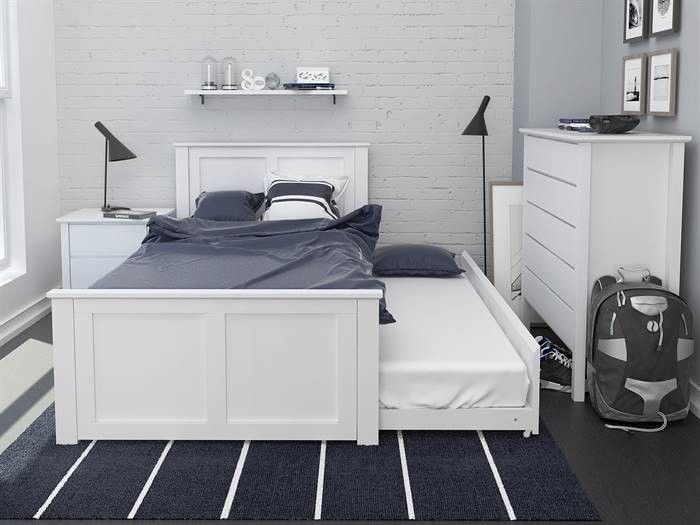 Bella White King Single Trundle Bed – Hardwood Frame | Single .