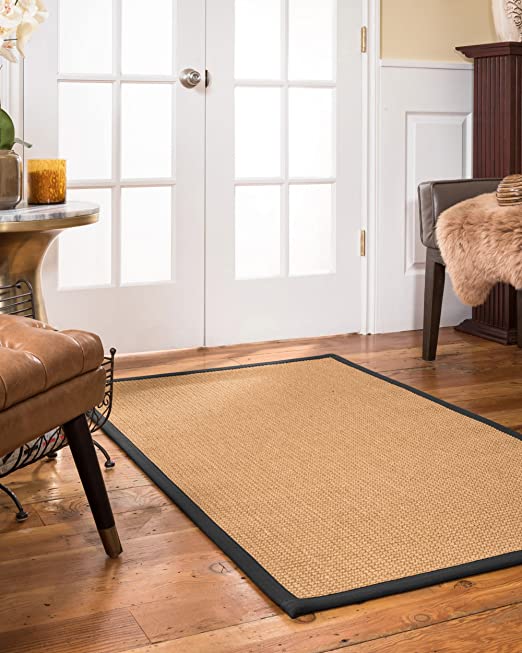 Amazon.com: Natural Area Rugs, Portugal Sisal Rug, Black Border .