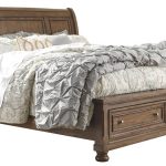 Flynnter - California King Sleigh Bed with 2 Storage Drawers .