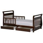 Dream On Me Espresso Toddler Adjustable Sleigh Bed with Storage .
