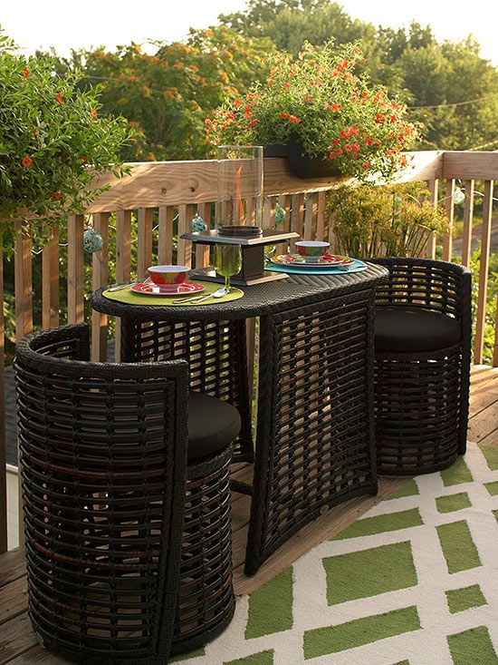 Small Deck Decorating | Patio decor, Patio, Small outdoor tab