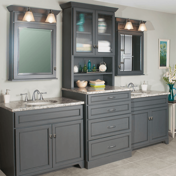 Woodpro Gentry double vanity with storage tower | Bathroom vanity .