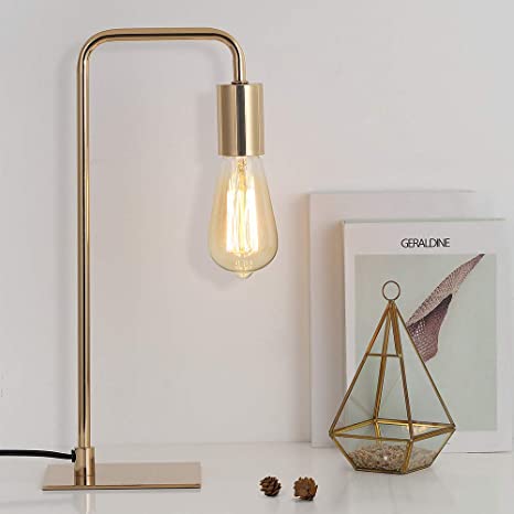 Gold Desk Lamp - Edison Table Lamps- Industrial Bedside Lamp for .
