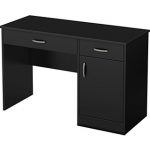 Deal. 15% Off South Shore Small Computer Desk with Drawers, Pure Bla