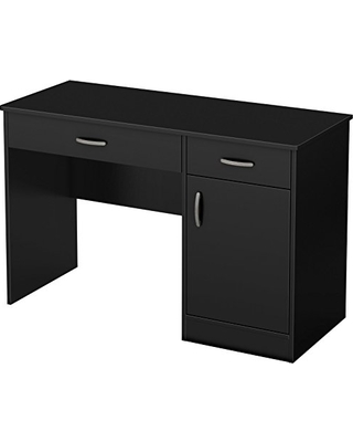 Deal. 15% Off South Shore Small Computer Desk with Drawers, Pure Bla