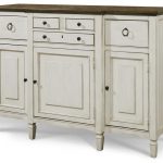 Country-Chic Maple Wood White Buffet Server Cabinet- Driftwood .