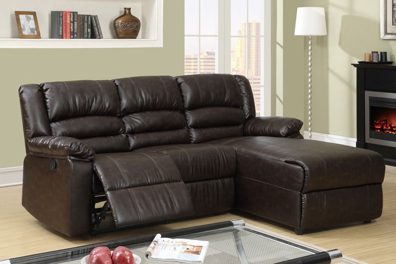 Small Coffee Leather Reclining Sectional Sofa Recliner Right .