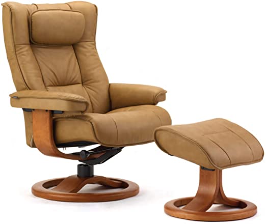 Amazon.com: Fjords Regent Small Leather Recliner Chair and Ottoman .