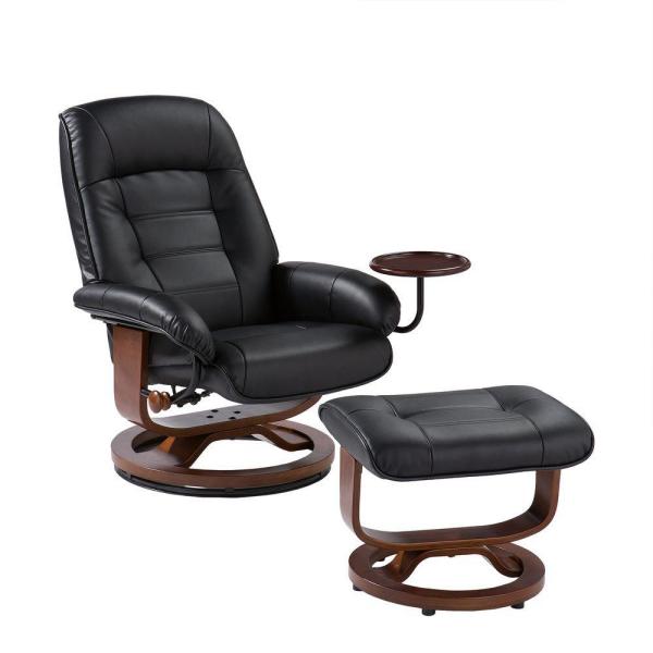 Unbranded Black Leather Reclining Chair with Ottoman-UP1303RC .