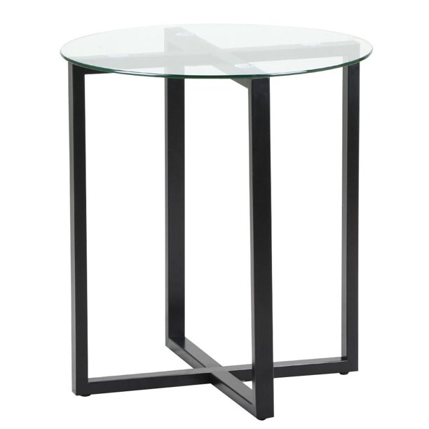 Small Round Glass Coffee End Table Metal Legs Sofa Side Table for .