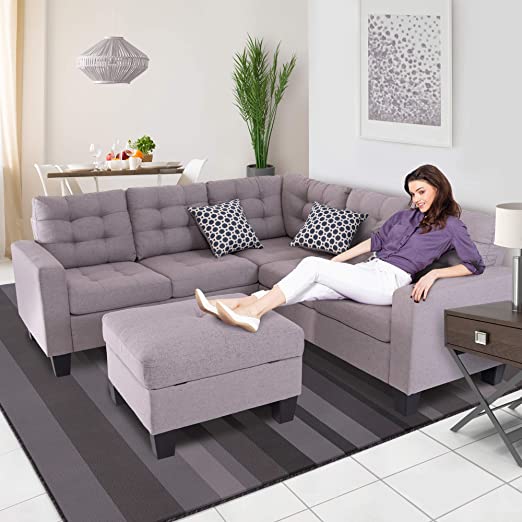 Amazon.com: GOOD & GRACIOUS Sectional Sofa Set, L-Shaped Couch .