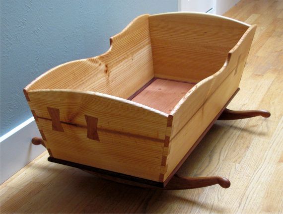 Custom wooden rocking cradle: for commission. | Wooden cradle .