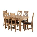 Natural Solid Oak Dining Sets - 4ft 7" Extending Dining Table with .