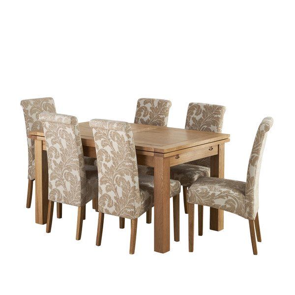 Natural Solid Oak Dining Sets - 4ft 7" Extending Dining Table with .