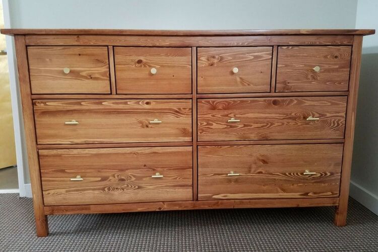 IKEA HEMNES: Transformed into a MCM style wooden chest of drawers .