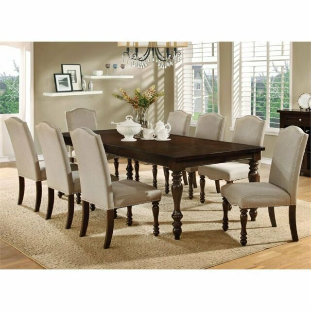 Furniture of America Beaufort Solid Wood Formal 9-Piece Dining Set .