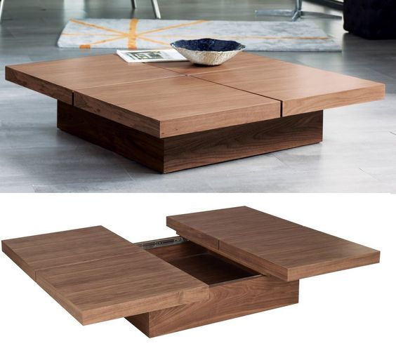 Square wood coffee table with storage | Square wood coffee table .