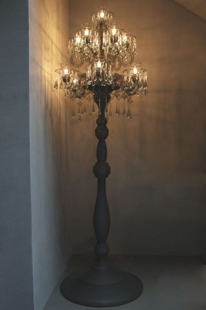 Standing chandelier floor lamp to decorate your modern room .