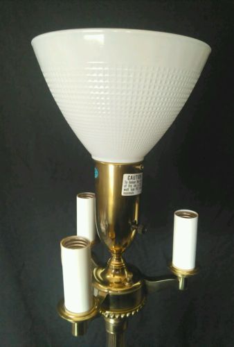 Stiffel Floor Lamp Torchiere Mogul Mid-century Brass Pole-switch .