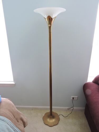 Stiffel Torchiere Floor Lamp Art Deco Regency Brass Lily | eB