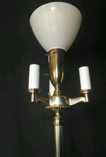 Stiffel Floor Lamp Torchiere Mogul Mid-century Brass Pole-switch .