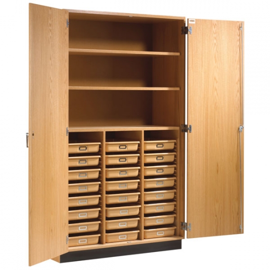 Tall Storage Cabinet with Shelves, Tote Trays & Doors - 48"W x 22 .