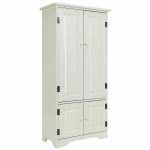 Costway Accent White Storage Cabinet Adjustable Shelves Antique 2 .
