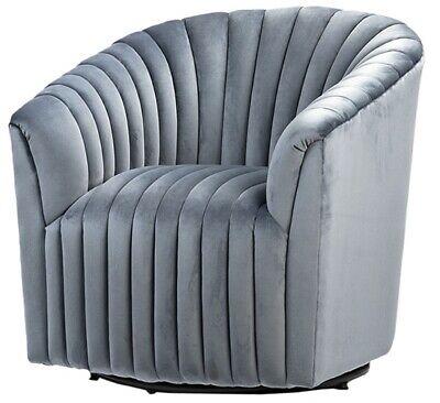 29" W Leonida Swivel Occasional Chair Modern Channel Tufted Velvet .