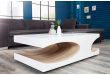 Table basse design blanc laqué/bois Cubico 120 cm | Table de salon .
