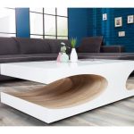 Table basse design blanc laqué/bois Cubico 120 cm | Table .