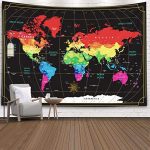 Amazon.com: Capsceoll World Map Wall Tapestry, Wall Hanging Decor .