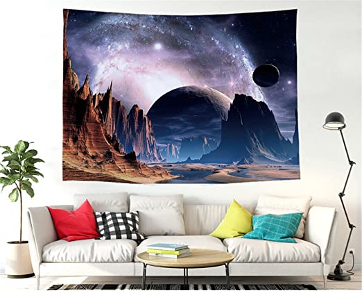 Amazon.com: Utopone Space Wall Tapestry Blue Galaxy Star Tapestry .