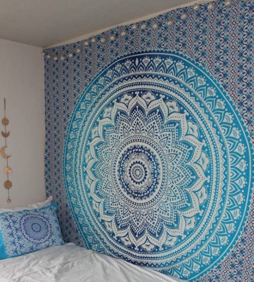 Amazon.com: Jaipur Handloom Turquoise Blue Tapestry Ombre Tapestry .