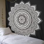 Black and white tapestry ombre mandala tapestry wall hanging dorm ro