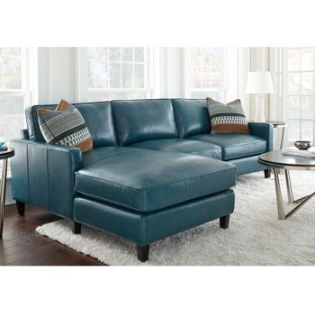 Costco Wholesale | Leather chaise sectional, Blue leather couch .
